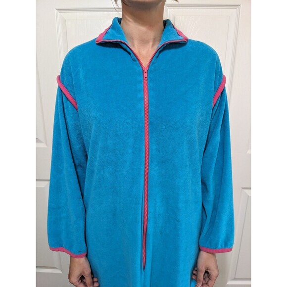 Vintage 80's David Brown for Saks Fifth Avenue Blue Velour Nightgown Maxi Size M - Picture 3 of 16